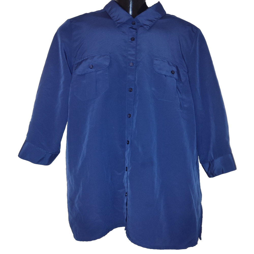 Notations Women’s Blue Button Down Long Sleeve Top Size XL BG15